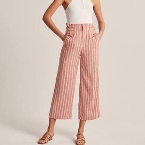 Abercrombie Pink Striped High Waist Wide Leg Pants